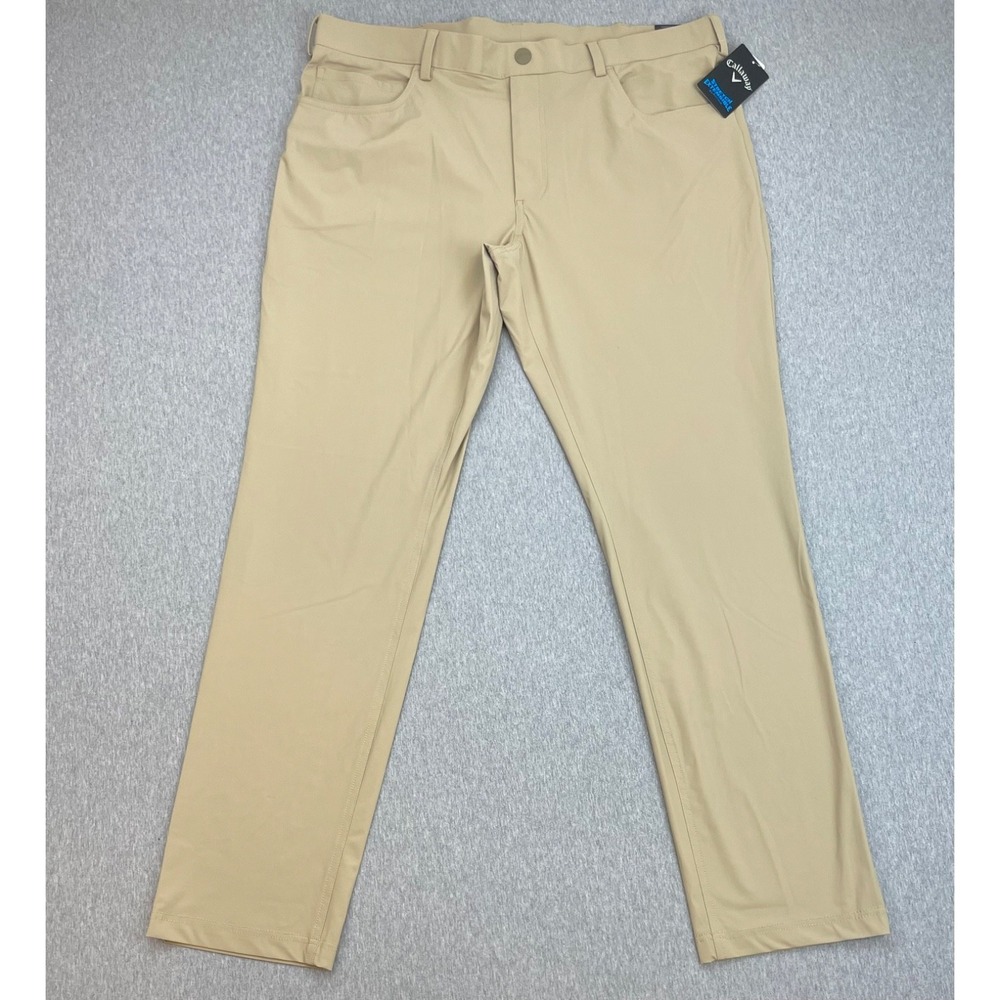 Callaway Pants Mens XL Beige Performance Stretch Pull On Flat Front Golf NWT